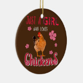 ニワトリを愛する女おもしろいの子 セラミックオーナメント (右)