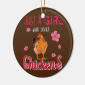 ニワトリを愛する女おもしろいの子 セラミックオーナメント (左)