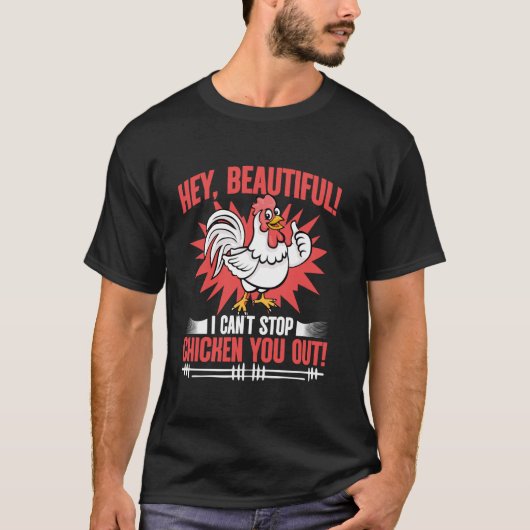 ニワトリを止められない農家の養鶏 Tシャツ (正面)