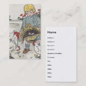 . .ニワトリを飼う愛らしいヴィンテージガール、背中に文字 名刺 (正面/裏面)