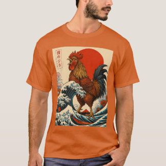 ニワトリジラ日本のかわいいチキンアートギフト メンズ Tシャツ