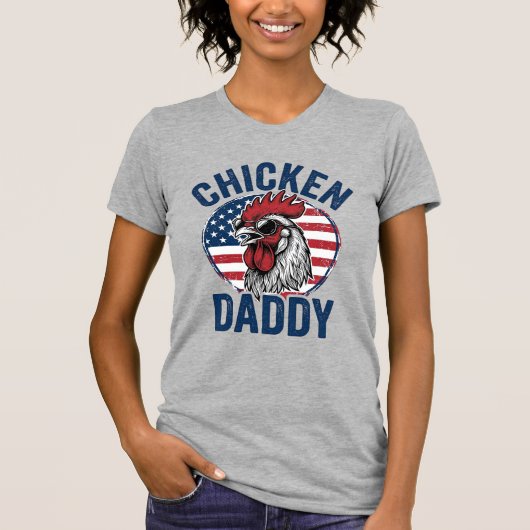 ニワトリパパ軍鶏ビンテージ愛国Tシャツデザイン Tシャツ (正面)