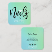ニワトリモダンミント青緑色のグラデーション爪、 ネイル スクエア名刺 (正面/裏面)