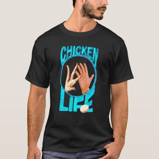ニワトリライフ にわとり 鶏卵 鶏の飼育者 Tシャツ (正面)