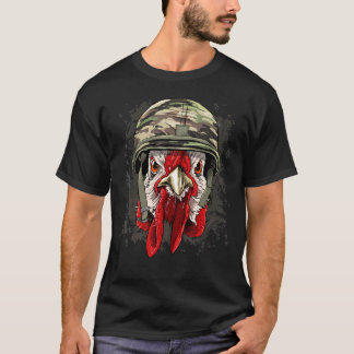 ニワトリ兵士退役軍人軍ニワトリ農場動物 Tシャツ