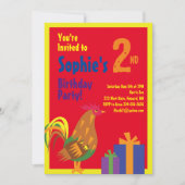 ニワトリ動物キッドバースデーパーティ招待状 招待状 (正面)