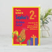 ニワトリ動物キッドバースデーパーティ招待状 招待状 (スタンド正面)