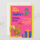 ニワトリ動物キッドバースデーパーティ招待状 招待状 (正面)