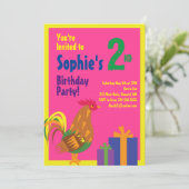 ニワトリ動物キッドバースデーパーティ招待状 招待状 (スタンド正面)