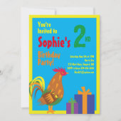 ニワトリ動物キッドバースデーパーティ招待状 招待状 (正面)