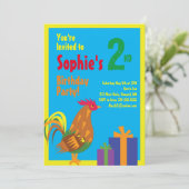 ニワトリ動物キッドバースデーパーティ招待状 招待状 (スタンド正面)