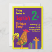 ニワトリ動物キッドバースデーパーティ招待状 招待状 (正面)