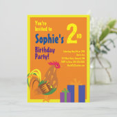 ニワトリ動物キッドバースデーパーティ招待状 招待状 (スタンド正面)