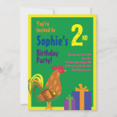ニワトリ動物キッドバースデーパーティ招待状 招待状 (正面)