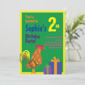 ニワトリ動物キッドバースデーパーティ招待状 招待状 (スタンド正面)