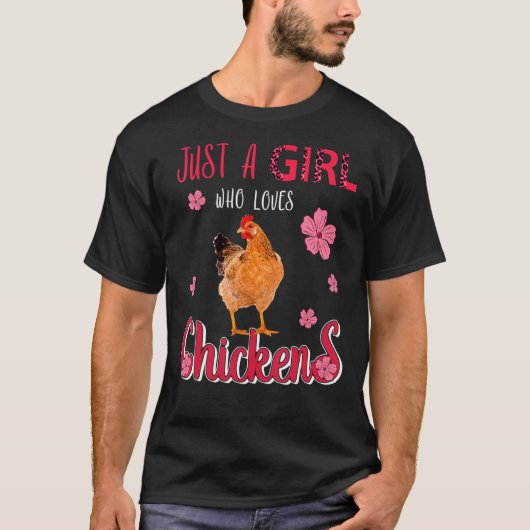 ニワトリ大好き女子 ヒョウ柄の花 Tシャツ (正面)