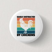 ニワトリ好きの人に気を取られクールやすい 缶バッジ (正面)