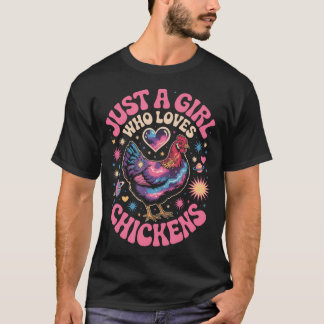 ニワトリ好き女子の面白い農場動物 Tシャツ