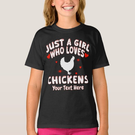 ニワトリ好き女子 ギフト オーダーメイド Tシャツ (正面)