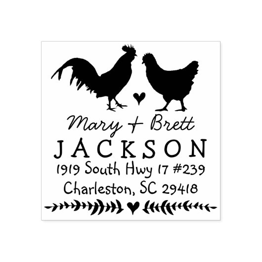 ニワトリ差出人住所スタンプ結婚 – の動物 ラバースタンプ (インプリント)