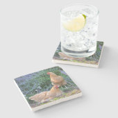 ニワトリ日光浴 ストーンコースター (横)