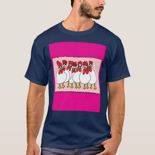 ニワトリ熱狂するチキおもしろいン Tシャツ (正面)