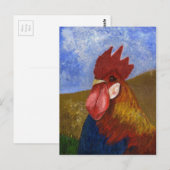 ニワトリ絵画の ポストカード (正面/裏面)