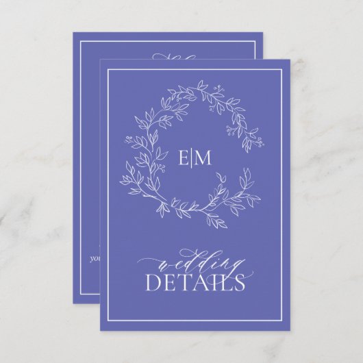 ニワトリ葉付きクレストモノグラム結婚の詳細 エンクロージャーカード (正面/裏面)