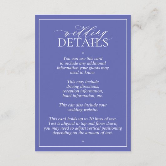 ニワトリ葉付きクレストモノグラム結婚の詳細 エンクロージャーカード (裏面)