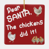 ニワトリ親愛のサンタがクリスマスを祝った セラミックオーナメント (裏面)