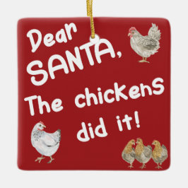 ニワトリ親愛のサンタがクリスマスを祝った セラミックオーナメント