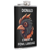 ニワトリ語の専門家、鶏の頭。ポケット フラスク (右)