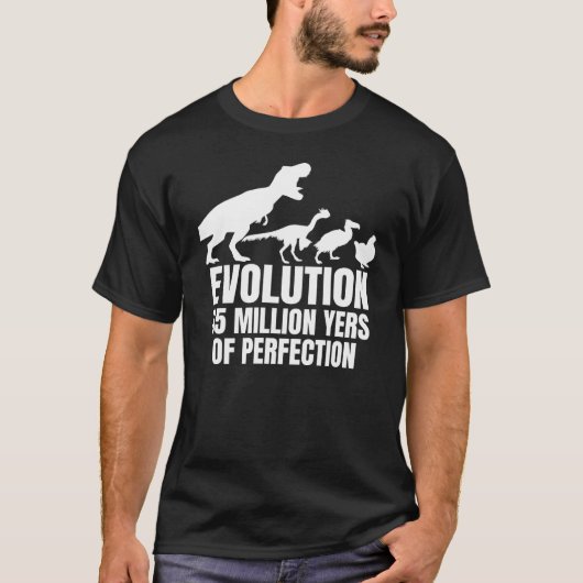 ニワトリ進化農家恐竜ティー・レックス メス Tシャツ (正面)