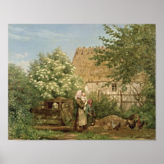 ニワトリ食べ物を与えの ポスター (正面)