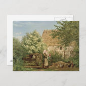 ニワトリ食べ物を与えの ポストカード (正面/裏面)