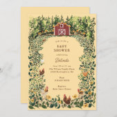 ニワトリ魅力的ズアットザバーンファームベビーシャワー 招待状 (正面/裏面)