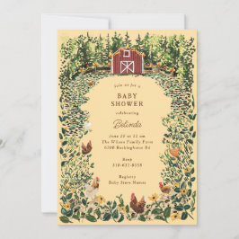 ニワトリ魅力的ズアットザバーンファームベビーシャワー 招待状