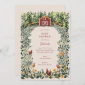 ニワトリ魅力的ズアットザバーンファームベビーシャワー 招待状 (正面/裏面)