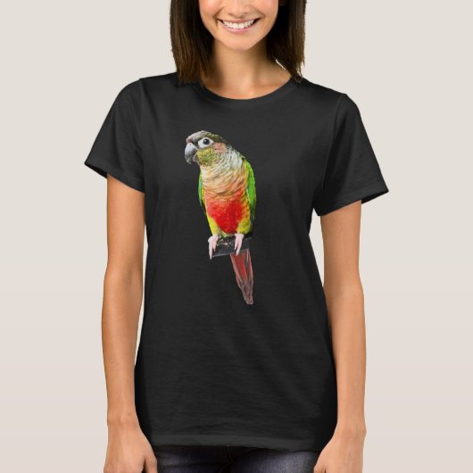 ニワトリ鳥の緑の頬の鳥への愛 Tシャツ (正面)