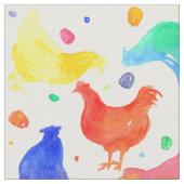 ニワトリ鶏の虹の色の水色 ファブリック (クローズアップ)