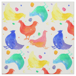 ニワトリ鶏の虹の色の水色 ファブリック