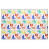 ニワトリ鶏の虹の色の水色 ファブリック (ファットクウォーター)