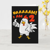 ニワトリ2歳の誕生日パーティー 農場のニワトリ カード (黄色い花)