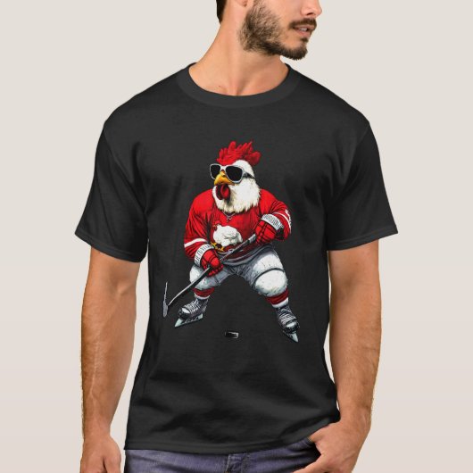 ニワトリ アイスホッケー Tシャツ (正面)