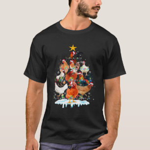 ニワトリ クリスマスツリーライト ニワトリ Xmas Tシャツ