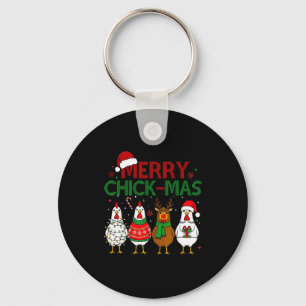 ニワトリ クリスマス サンタ帽子 メリー チックマス Xmas ファ キーホルダー