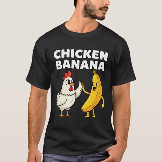 ニワトリ ナナ ハイタッチ 楽しい Tシャツ (正面)