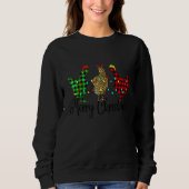 ニワトリ メリークリスマス 赤 緑 Plaid ヒョウ柄 パ スウェットシャツ (正面)
