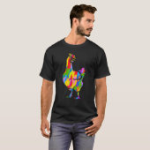 ニワトリ レインボー カラー 動物 アート Tシャツ (正面フル)