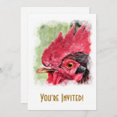 ニワトリ 招待状 (正面/裏面)